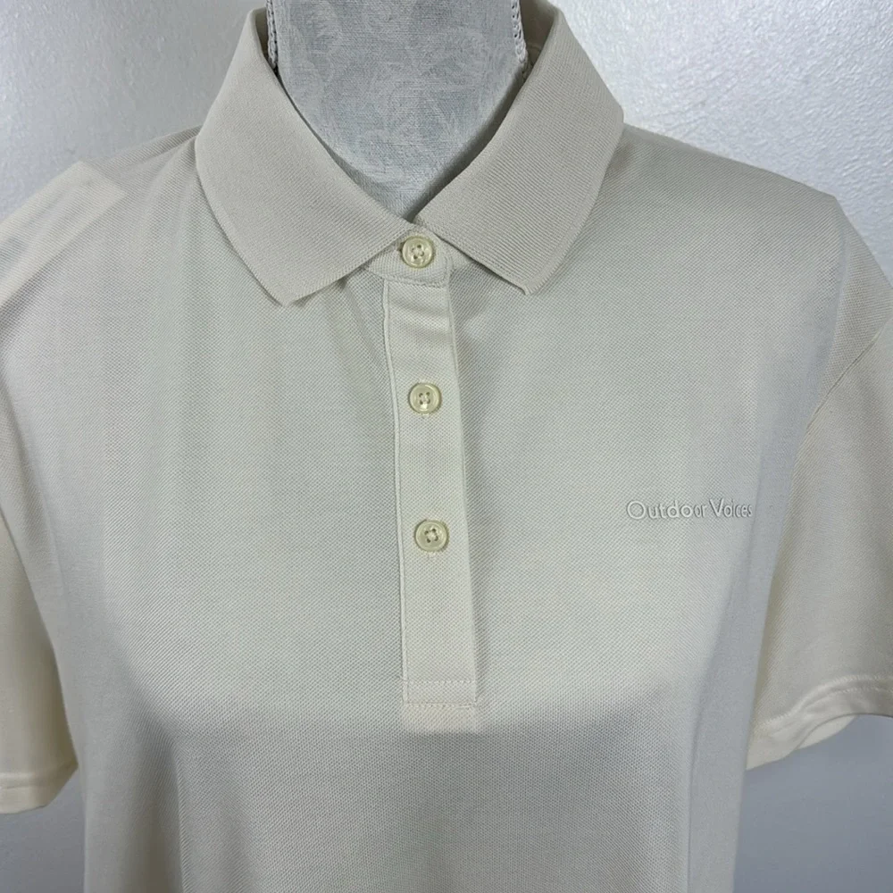 Outdoor Voices Birdie Cropped Polo‎ Women's XXL Milk Stone NWT - Picture 4 of 13